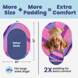 Travel Dog Bed (42" x 30") – Foldable, Roll-Up Camping Dog Bed – Waterproof, Soft & Durable Mat with Extra Padding – Compact & Packable – Machine Washable – for Large & Small Breeds - Pink