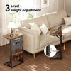 HLDIRECT C Shaped End Table with Charging Station, Couch Side