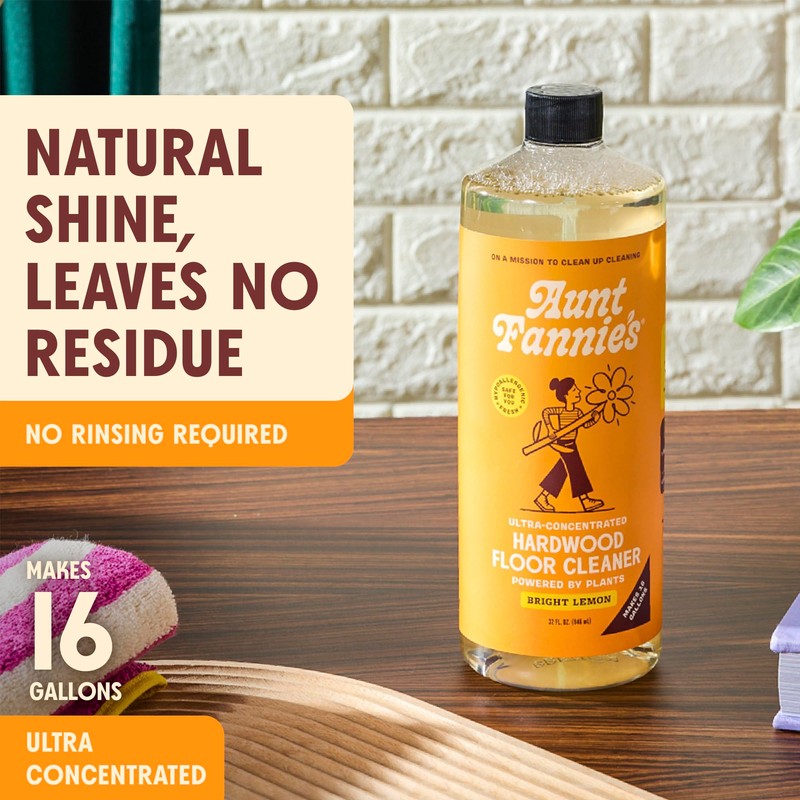 Aunt Fannie's Ultra Concentrated Hardwood Floor Cleaner, Vinegar-Free Plant Based
