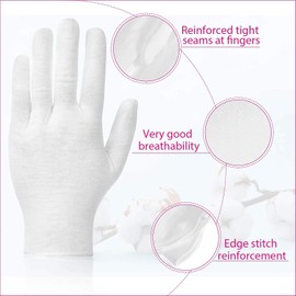 Dynozim 6 Pairs White Cotton Gloves for Inspection, Serving, Costume, and Dry Hands Eczema Moisturising SPA