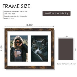 DUENPY 8x10 Double Picture Frame For Displaying Double 4x6 Picture Frame for Wall Mounting or Tabletop, Brown.