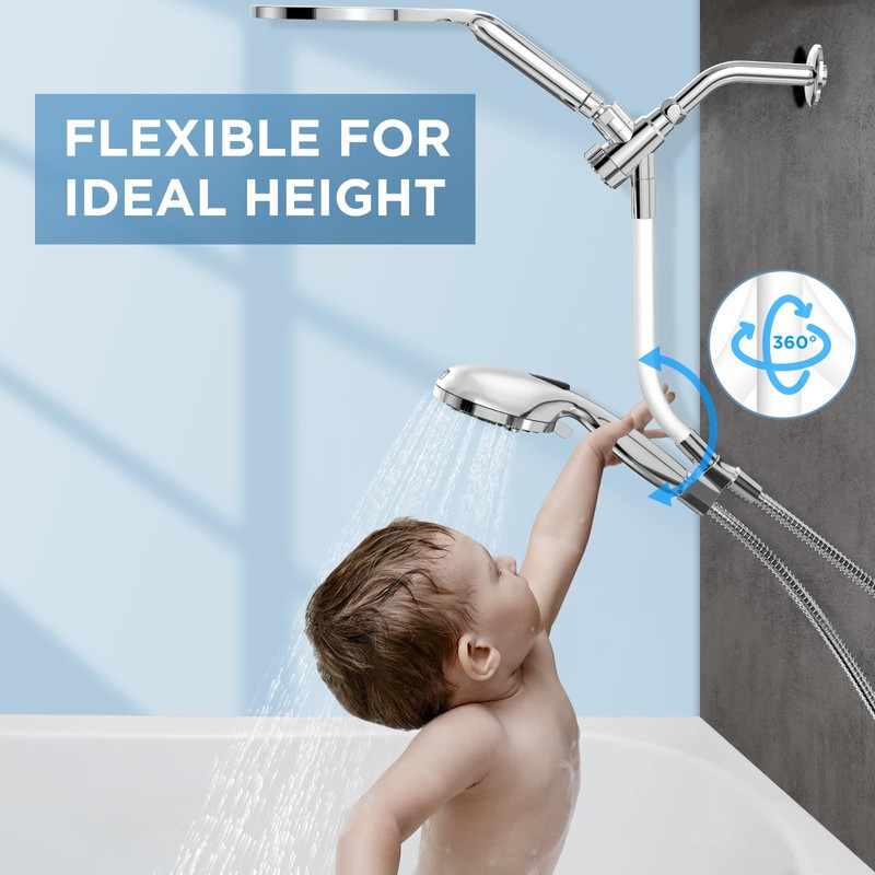 MakeFit Dual Handheld Shower Head Combo, 2-in-1 Rain Shower Heads