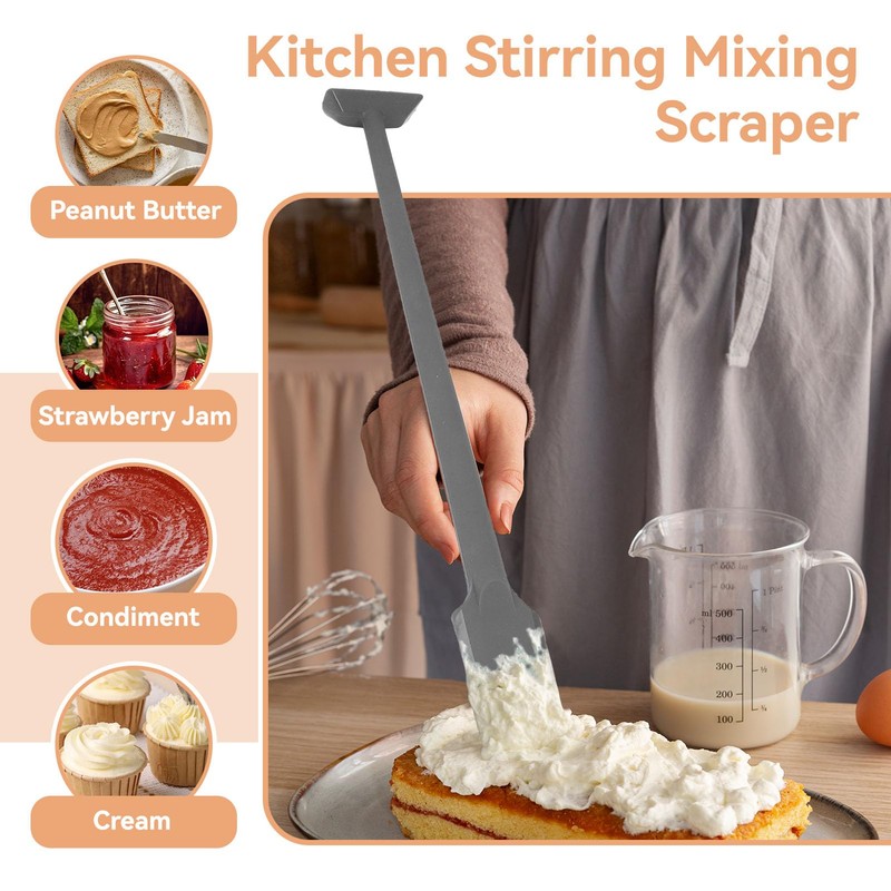 Silicone Jar Spatula, 36cm Long Handle Food Scraper for Jars,