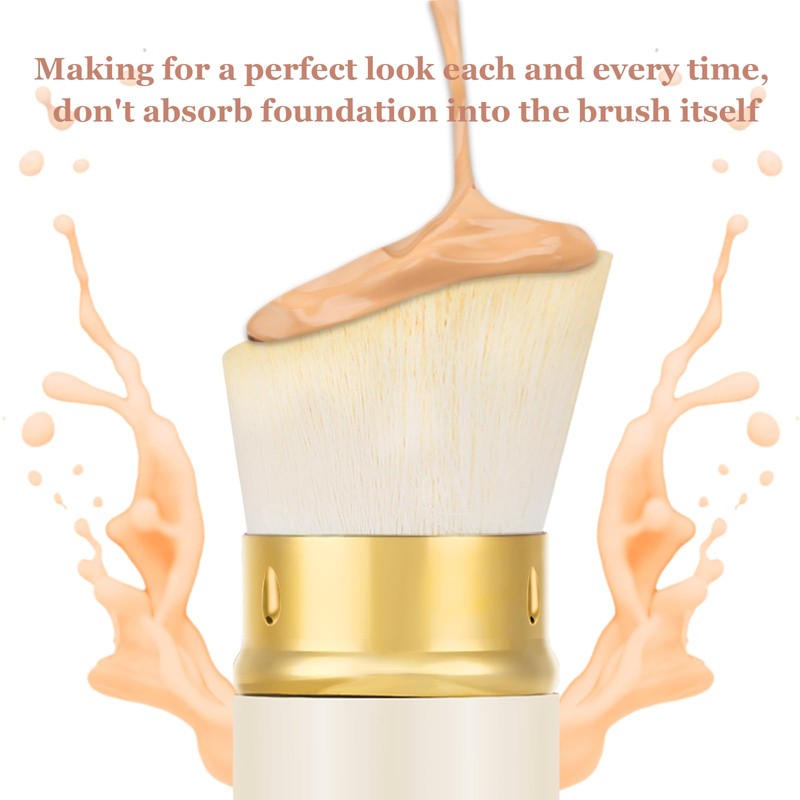 Falliny Retractable Foundation Makeup Brush, Travel Angled Kabuki Powder Brush,