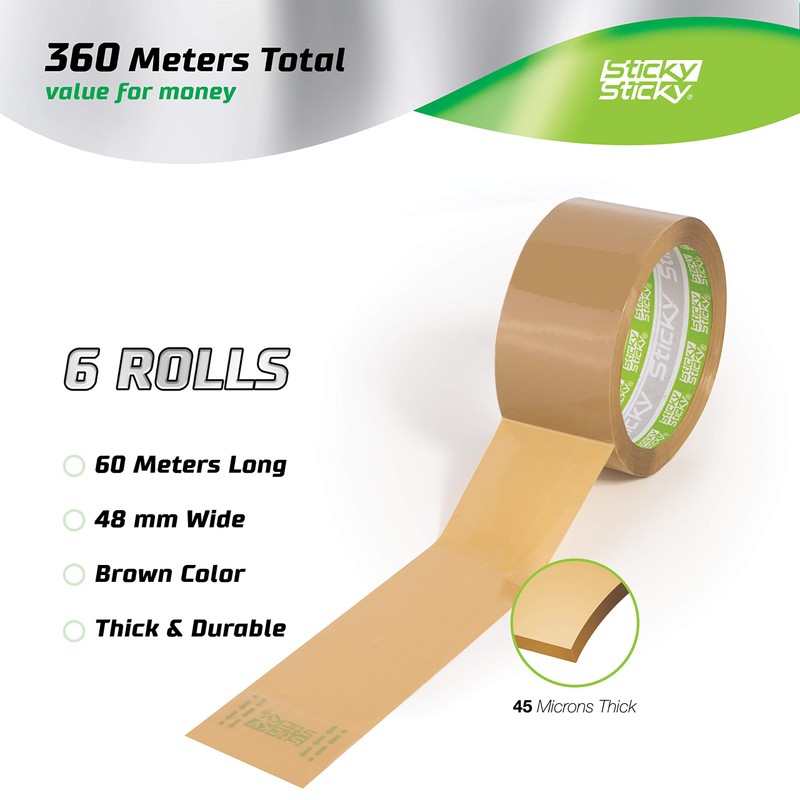 Sticky Sticky Sticky Sticky Packing Tape 6 Rolls 48MM x