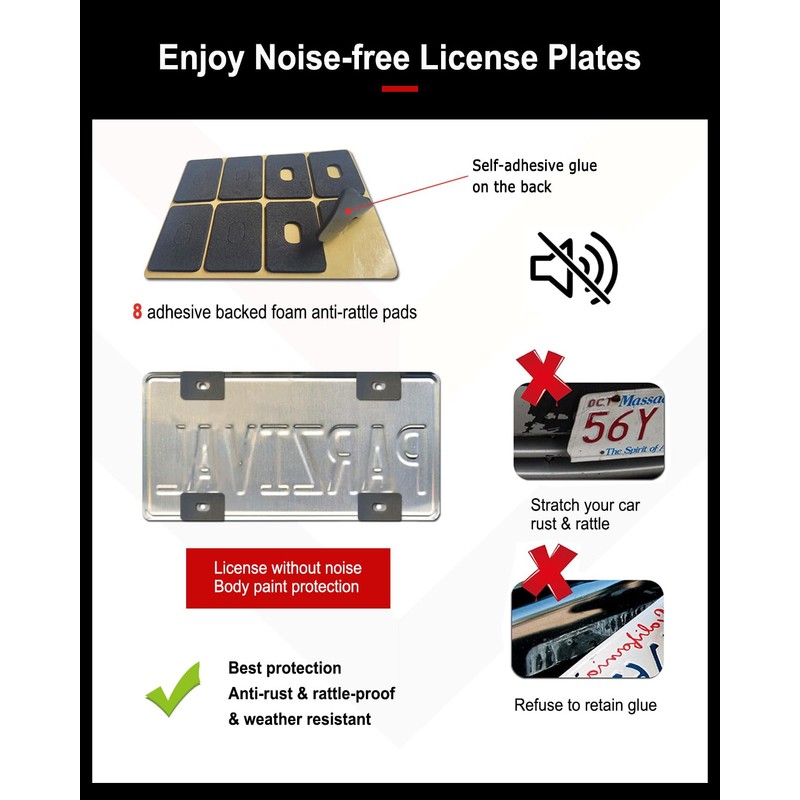 Aootf Carbon Fiber License Plate Frames, Black Aluminum Car Tag