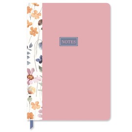 Quickdraw A5 Notebook – Wild Bloom Pastel Pink Floral Cover – Lined Notebooks for Women & Girls – Hardback Writing Journal with Ribbon Bookmark – 160 Pages – Cute Flower Note Pad for Work & School