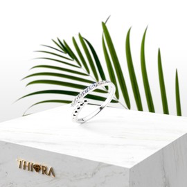 THIORA Women's Ring - 'Bora Brilliance' | Premium Stainless Steel | Balls & Stones | Flexible Size | Cubic Zirconia | Finger Jewellery, Stainless Steel