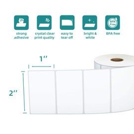 LabelChoice Direct Thermal Label 2" x 1" Compatible with Zebra Desktop Printers & Rollo Label Printer Multipurpose Labels for Shipping Address,Barcodes(12 Rolls,1300 Labels/Roll)