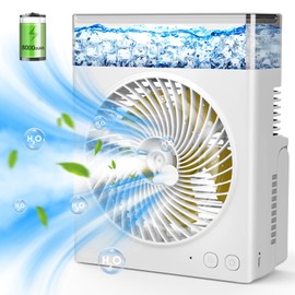 Misting Fan Portable, 8000mAh 8-Inch Rechargeable Battery Operated Fan with 600mL Water Tank, Cooling Desk Misting Fans for Outside, Perfect Quite Mist Water Spray Fans for Home Office Camping Patio