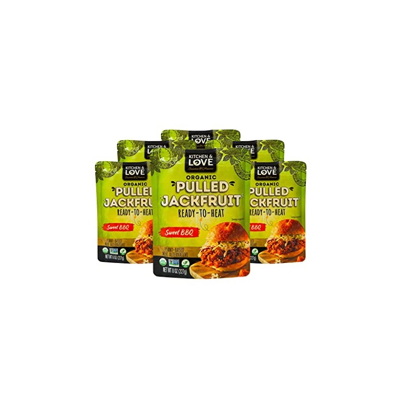 Kitchen & Love Organic Sweet BBQ Pulled Jackfruit, Non GMO,