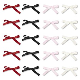 UTSAUTO 20 Pcs Silky Satin Bow Hair Clips, 4 Colors Metal Clips Mini Bowknot Hair Barrettes Ribbon Hair Accessories for Women Girls.
