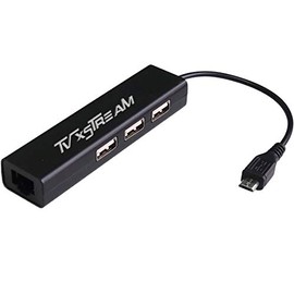 TV xStream Ethernet Adapter 3-Port HUB with Micro USB connection. 3 USB ports plus a wired Ethernet adapter - Speeds up to 100 Mbps