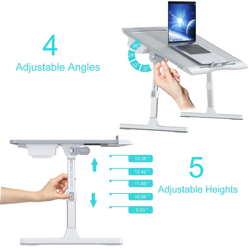 Laptop Bed Tray Desk, Foldable and Adjustable Lap Table with