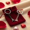 Basic Outline Pinky Promise Couple Keyring, Silver & Black