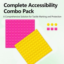 144Pcs Bump Dots for Visually Impaired Mix Silicone Bump Dots for The Blind Visually Impaired Raised Tactile Stickers for Elderly Blind Low Vision Variety Enhanced Sensory Experience Pink and Yellow