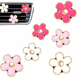 6 Pcs Daisy Flower Air Vent Clip Valentine's Day Daisy Flower Car Air Vent Clips Air Freshener Outlet Clip Car Airs Conditioning Clip Charm Decor(3 cm, 3.3 cm,Red, Pink, White)，dashboard accessories