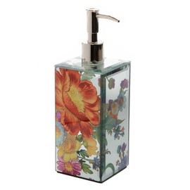 MACKENZIE-CHILDS Pump Dispenser, Decorative Liquid Soap Dispenser for Bathroom or Kitchen, Flower Market Reflections