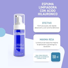 HYDRAWATER FOAM Limpiador facial en espuma con acido hialuronico, vitaminas ACE de kiwi y Mango Elimina, nutre e hidrata profundamente la piel Ideal para pieles maduras dañadas por el sol Con vitaminas y Aromaterapia