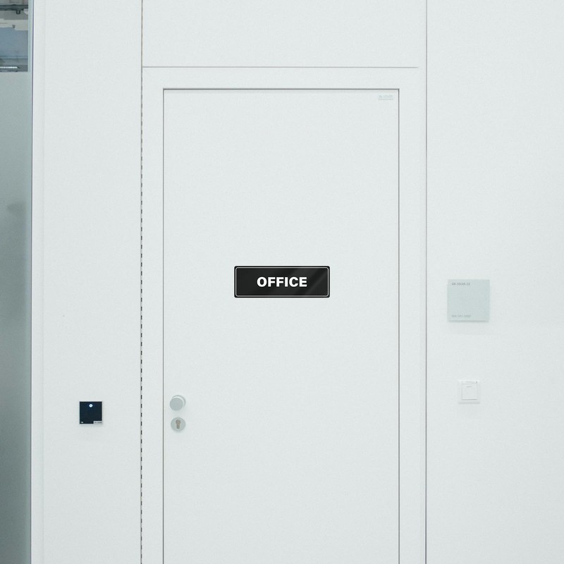 Office Sign Acrylic 9 x 3 Inches Self-Adhesive Waterproof Plastic