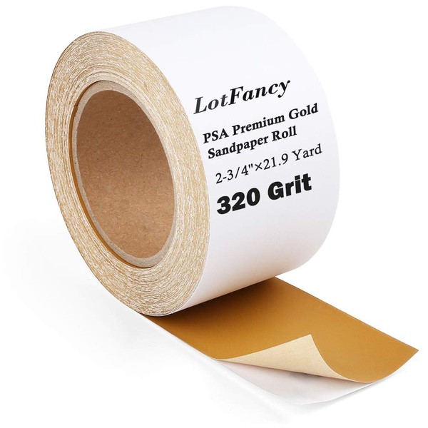 LotFancy PSA Sandpaper Roll, 320 Grit, Self Adhesive, Sticky Back