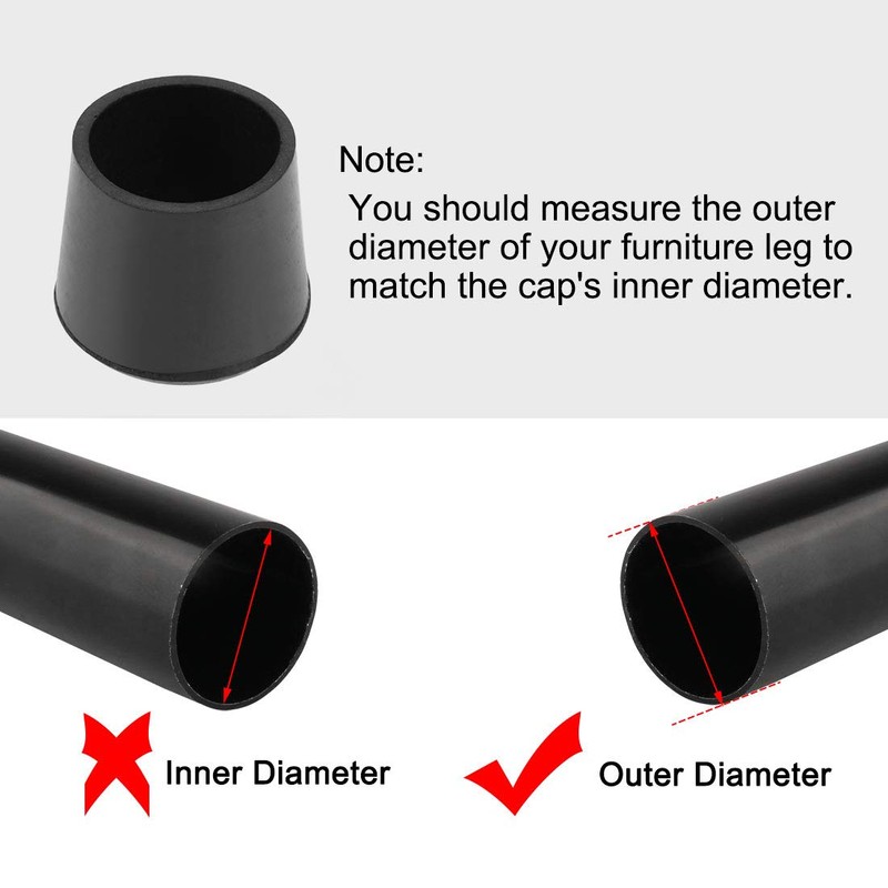 sourcing map Rubber Furniture Caps 28mm Inner Diameter Round Table