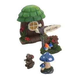 Miniature Fairy Garden - Mushroom hut, Wishing Well, Bird House - 13-Piece Starter Set - Gleeburg Village