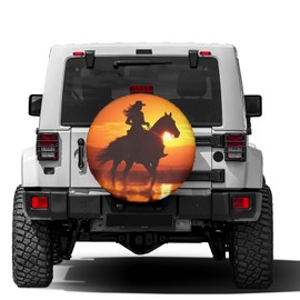 Foruidea Cowgirl On Horse Sunset Spare Tire Cover Dust-Proof Wheel Tire Cover Fit Trailer, RV, SUV and Many Vehicle 15 Inch