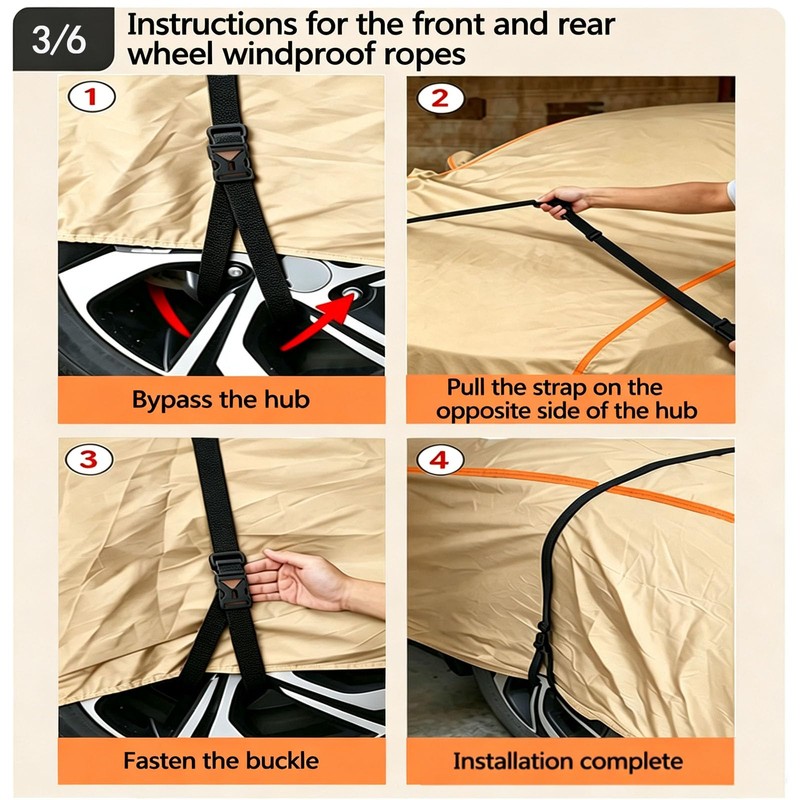 Car Cover Straps Wind Protector, Heavy Duty Tie Down, For
