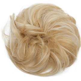 S-noilite Hair Bun Extensions Messy Wavy Curly Dish Donut Scrunchie Hairpiece Accessories Chignons Updo Ponytail Pony Tail Synthetic Hair Extension for Women Girl -1 Piece 40G Baby Blonde mix Bleach Blonde