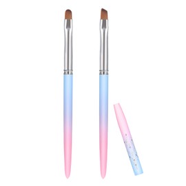 2pcs Nail Art Clean Up Brushes, Painting Brushes for Nails with Round & Angled Head Pen Painting Tools for Nail Art Design & Polish Mistake Cleaning