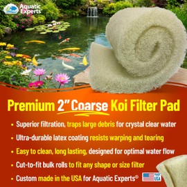 Aquatic Experts Cream COARSE Pond Filter Pad - 2 inch Thick - Bulk Roll Water Garden Filter Pond Media - Made in USA, (2 inch by 24 inch by 56 inch)