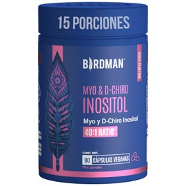Birdman Myo & D-Chiro Inositol 4100 mg | Alta Concentración en Proporción 40:1 | Fórmula Limpia Sin Aditivos | Esencia Refrescante | Suplemento Alimenticio de Alta Calidad | 15 Porciones | 90 Cápsulas
