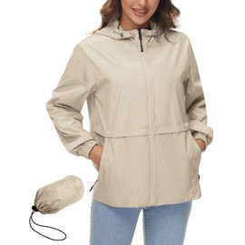 Avoogue Womens Packable Rain Jacket Windbreaker Waterproof Raincoat Lightweight Rain Jacket Hooded Rain Coat Waterproof