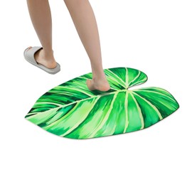 WODJR Plam Leaf Doormat Tropical Door Mat Tropical Welcome Mat Green Leaf Mat Cute Bath Mat Front Door Mat Indoor Outdoor Entrance Mat Bathroom Bathtub Rugs Leaf Bath Mat for Tropical Home Decorations