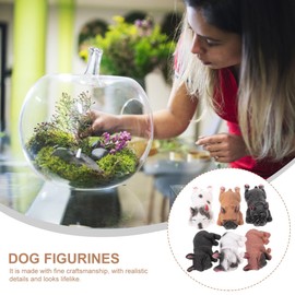 SAFIGLE 6pcs Mini Resin Sleeping Dog Figurines French Bulldog and Shiba Inu Ornaments for Home Decoration Assorted Colors