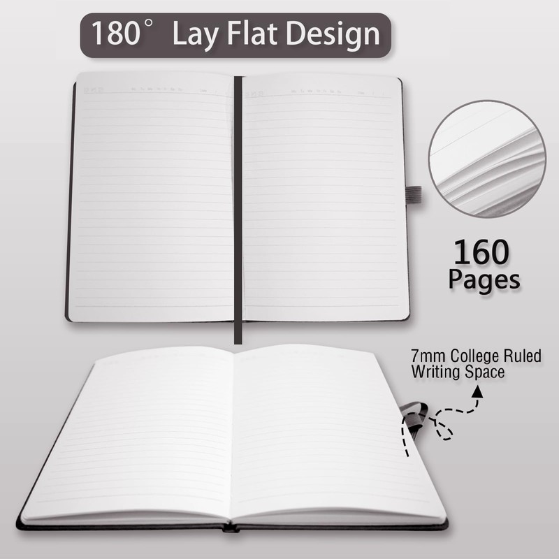Heture 8 Pack Lined Journal Notebooks,A5 Hardcover Notebooks, 5.5 x