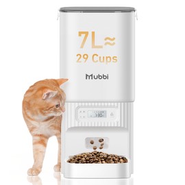 Automatic Cat Feeders, 7L/29 Cups Automatic Dog Feeder with Desiccant Bag, 1-6 Meals Ideal for 2-15mm Dry Food, Suitble for Multiple Pets, Dual Power Supply, Detachable Washable