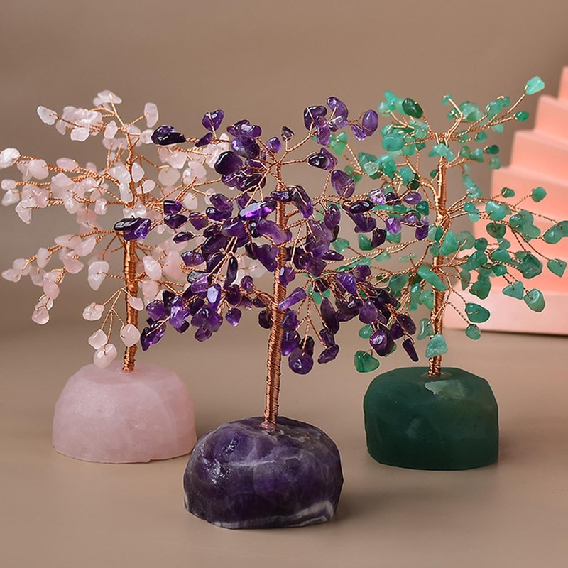 Amethyst Crystal Tree Crystals Gemstone Tree Life Stone Base Copper