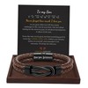 Gifts for Men Leather Bracelet Brown Braided Forever I Love