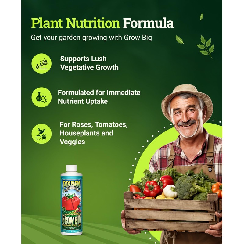 FoxFarm Grow Big Hydro Organic Liquid Fertilizer, 1 Pint -