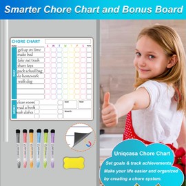 Chore Chart, Uniqcasa 3 Pack Magnetic Chores Chart for Multiple Kids,Dry Erase Behavior Responsibility Reward Chart Fridge Weekly To Do Memo Checklist with 6 Fine Markers for Teenagers Children Adults