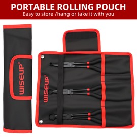 WISEUP 3-Piece 11" Long Reach Hose Grip Pliers Set, 5/16-Inch, 1/2-Inch, 3/4-Inch Dia O-shape nose plier for Easy Removal and Installation of Automotive Hoses and Fitting