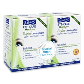Dr. Fischer Eyelid Wipes. Pre-moistened Eye Wipes for Eyelids. Make-up Remover (Twin Pack)