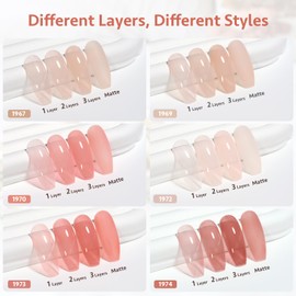 GAOY Milky Pink Jelly Nude Gel Nail Polish Set, 6 Transparent Colors Sheer White Gel Nail Kit for Salon and Nail Art DIY at Home