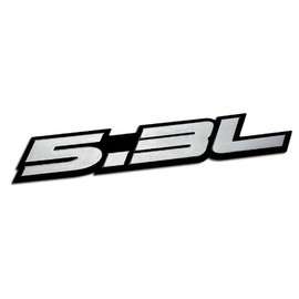 ERPART 5.3L Liter Embossed Silver on Black Highly Polished Silver Real Aluminum Auto Emblem Badge Nameplate