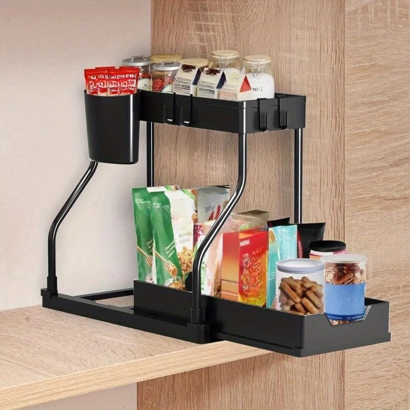 OrganiMax Kitchen Sink Organizer Rack – Sliding Multi-Tier Shelves for