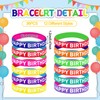 JUNEBRUSHS 72pcs Happy Birthday Rubber Bracelets Silicone Wristbands Pencils Set