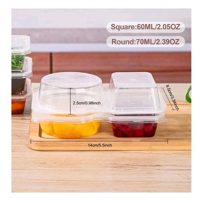 Unbranded 10 Pack Double Compartment Condiment Container with Lids -