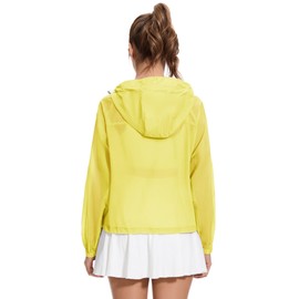 Avoogue UV Jacket Sun Protection for Women Lightweight UPF 50+ Long Sleeve Hoodies Zip Up Cropped Sun Jacket Hiking Tops Yellow S